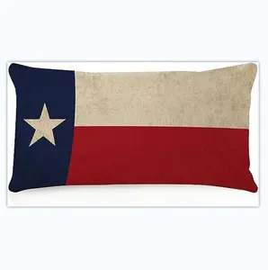 Fodera per cuscino da tiro con bandiera dello stato del Texas in lino a doppio lato di alta qualità