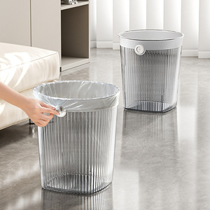 Poubelle sans pression cylindrique transparente 468g pour salon, cuisine, salle de bain, panier de rangement - Product Image 2