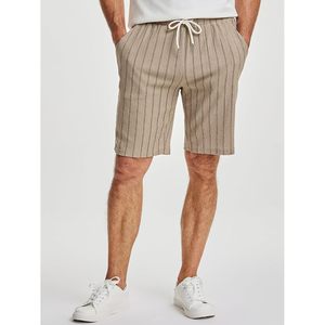 Shorts décontractés rayés pour homme FOXA, coupe décontractée, taille élastique avec cordon de serrage, respirants, en lin et coton - Product Image 6