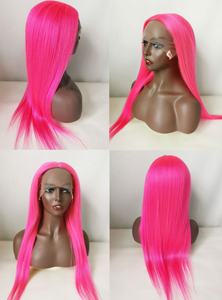 Xuchang Longguan Cheveux Humains Rose Néon Droite Vietnamien Cheveux Bruts 13x4 Lace Front Perruques Pour Les Femmes Noires - Product Image 3