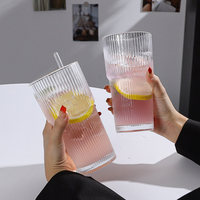 Gobelets en verre tendance de grande capacité 600 ml avec couvercle et paille, en verre, adaptés pour le café, le thé, les jus, les fêtes, les cadeaux