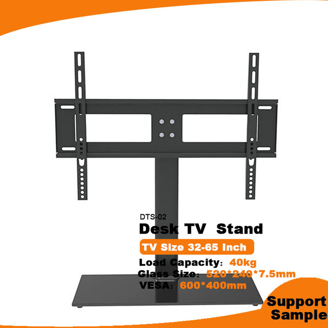 Wholesale Universal Table Top TV Stand for 32-65 Inch LCD LED TVs Base Stand with Tempered Glass Base