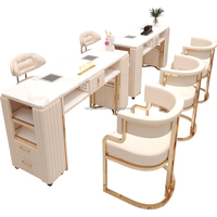 Meubles de salon professionnels, table de manucure en bois sur mesure, chaise, table à ongles en marbre, station pour la décoration de salon de beauté