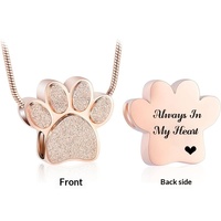 Collier urne funéraire ouvrable en acier inoxydable poli avec empreinte de patte de chien, pendentif minimaliste pour cendres, bijou commémoratif pour animaux de compagnie