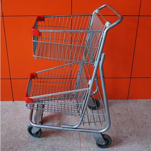<span class=keywords><strong>Double</strong></span> panier de supermarché style européen, chariot de courses de haute qualité, vente en gros - Product Image 6