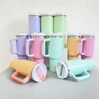 Gobelet à sublimation vierge de couleurs pastel 40 oz H2.0 tasse à café de voyage 40 oz gobelet à poignée sport avec lis et paille