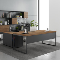 Bureau de direction moderne et simple de style chinois, en forme de L, avec chaise de bureau pour patron, idéal pour un ordinateur.