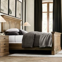Tête de lit vintage sculptée en bois de bouleau massif, style campagnard américain simple, 18 mètres, pour lit double, couleur ivoire, inspiration nordique, Chine