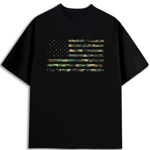 Camiseta de Hombre con Estampado de la Bandera Americana, 100% Algodón, 180 g/m², Cuello Redondo, Corte Regular - Product Image 1