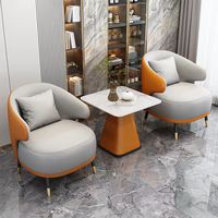 Ensemble table et chaises de salle à manger moderne avec plateau en marbre et pieds en métal pour appartement, atelier, hall d'hôtel, réception