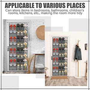 Over the Door Shoe Organizer 40 Large Mesh Pockets Large Capacity Hanging Shoe Rack Grey Behind Door Storage for Dorm Closet <b>Bag</b> - Product Image 6