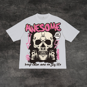 T-shirts personnalisés 280 g/m² en coton 100 % pour femmes et hommes, style streetwear Y2K, fabrication de vêtements de marque, fournisseurs - Product Image 1