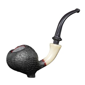 Muxiang Handmade Briarwood Pipe Dark Sandblasted Horn Cumberland Free Type Tobacco Pipe For Men - Product Image 5