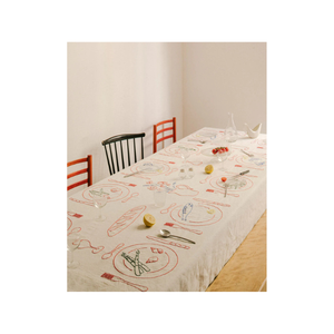 Solid Plain White Lightweight Customizable 100% Cotton Embroidered Green 4ft <b>Tablecloth</b> for Family Gatherings Rapid Dry Features - Product Image 6