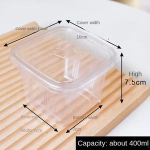กล่องขนมพลาสติกใสทรงสี่เหลี่ยมพร้อมฝาปิด สำหรับมูส เค้ก ผลไม้สลัด ทีรามิสุ และบรรจุภัณฑ์อาหารแบบนำกลับบ้าน - Product Image 5
