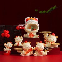 Chat porte-bonheur en résine de style chinois, ornement de rangement pour clés, décoration créative pour l'entrée et le salon