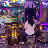 Funspace Machine de jeu d'arcade de tir Gatling Gun à monnayeur pour 4 joueurs, simulateur de jeu vidéo de tir