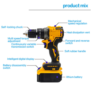 Rechargeable Brushless Drill & Hammer Tools Cordless Angle with Hard Case OEM Customizable - Product Image 3