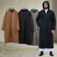 Manteau arabe Farwa pour homme, épais et de qualité supérieure, coupe-vent, doublé de polaire, chaud, à capuche, pour l'extérieur et l'Aïd