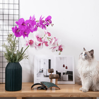 Orchidée artificielle 92 cm, blanc et violet, toucher réel, fleurs artificielles pour la décoration de la maison, centre de table DIY, fabrication de fleurs décoratives