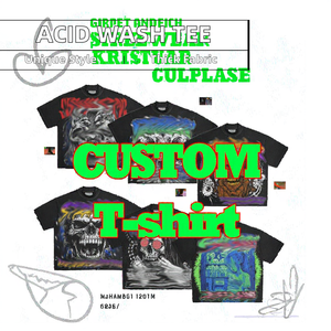 เสื้อยืดผ้าฝ้าย100% ซักแบบลำลองสำหรับผู้ชายเสื้อยืดโอเวอร์ไซส์ผ้าหนา300จีเอ็มบ็อกซี่ครอปออกแบบลายพิมพ์ดีทีจี - Product Image 2