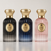 Nouvelles bouteilles de parfum vides 100 ml en verre avec vaporisateur, flacon de parfum rond noir avec emballage