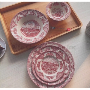 Wholesale Durable Classic Eco-Friendly Porcelain Dinnerware Set Plant Rose Pattern Low MOQ OEM Kitchen Tableware for Hotels - Product Image 2