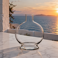 Carafe à vin en verre globulaire avec base à disque étagé, carafe en cristal sans plomb, style apothicaire, pichet à col court pour bar à domicile