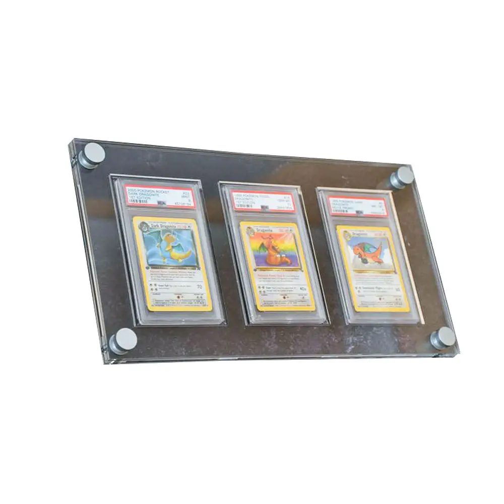 wholesale handmade UV Filtering Clear Pokmon graded card PSA slab display frame - 5x1 with 4 mounts