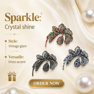 Broche de Flor Vintage com Strass para Trajes Casuais Unissex - Product Image 1