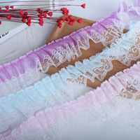 En stock : Tissu en mousseline plissée double couche de 5 cm avec bord brut en gaze et dentelle en maille, idéal pour vêtements et projets DIY