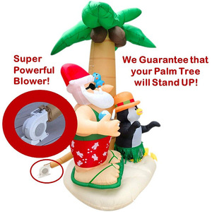 Essentiels de Noël : île avec palmier, Père Noël gonflable avec pingouin - Product Image 2