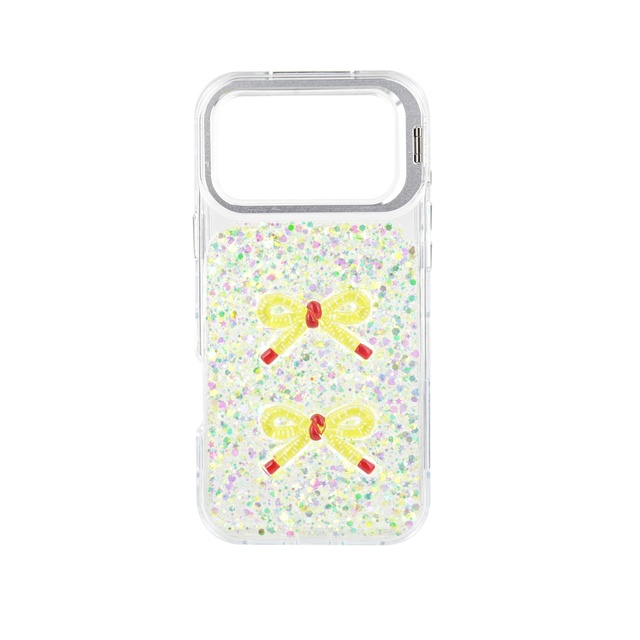 3 in 1 Bow Shaped Multicolor Resin Glitter Phone Case Lens Frame Stand PC TPU Hardware Epoxy Resin Ornament