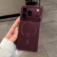 Casing HP iPhone 18 Pro Max Burgundy Wine Red untuk iPhone 17, Pelindung Ponsel Magnetik All Inclusive