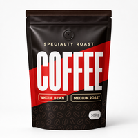Pochette refermable en aluminium imprimée sur mesure avec fermeture à glissière pour grains de café, sachet refermable en gros