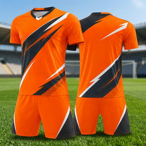 Maillot de football orange pour homme, col en V, manches courtes, imprimé géométrique sublimé, évacuation de l'humidité, coupe athlétique, toutes saisons - Product Image 4