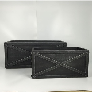 Jardinera Rectangular Grande QUANGUI, Superventas, Macetas Negras Antiguas para Exteriores, Estilo Europeo, para Plantas/Flores - Product Image 3