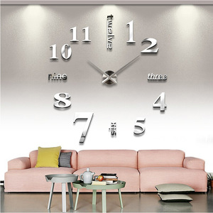 3D Wall <b>Clock</b> Mirror Style <b>Silent</b> Battery Powered Living Room Bedroom Decor DIY <b>Clocks</b> Irregular Shape Black And Silver - Product Image 1