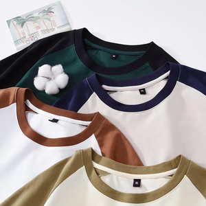 Factory Wholesale Custom Thick Collar Cotton Tee <b>Shirt</b> Men <b>Patchwork</b> Color Clash T <b>Shirt</b> - Product Image 4