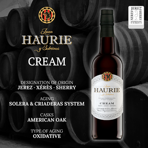 Vino Sherry CREAM HAURIE Hecho en España, 750 ml, 100% Uva Palomino, Vino Fortificado de Sabor Medio Dulce - Product Image 5