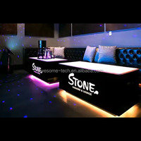 Meubles de bar en verre trempé avec logo personnalisé / Discothèque / KTV / Table lumineuse LED en gros pour salon de chicha