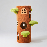 Tour pour chat 3D en forme de tronc d'arbre, 90 cm, moderne, classique, écologique, pliable, facile à assembler, extra haute, 3 marches en forme de champignon, en pin de luxe