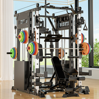 Machine Smith multifonctionnelle combinée professionnelle pour salle de sport, avec support pour barres et rack à squats, équipement de fitness