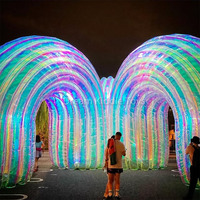 Arche d'entrée gonflable en PVC pour décoration extérieure, événements et fêtes, avec éclairage LED transparent et effet miroir réfléchissant