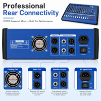 Console de mixage audio professionnelle 12 canaux avec amplificateur pour enregistrement et sonorisation en direct
