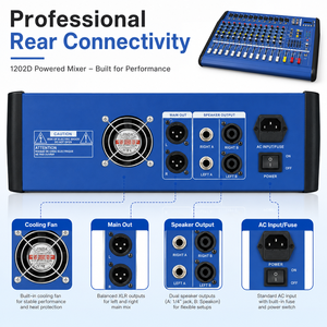 Mezclador <span class=keywords><strong>de</strong></span> Audio Profesional <span class=keywords><strong>de</strong></span> 12 Canales con Reproducción USB SD, 16 Efectos DSP, Alimentación Fantasma <span class=keywords><strong>de</strong></span> 48V <span class=keywords><strong>para</strong></span> Escenario, Karaoke y Transmisión en Vivo - Product Image 4