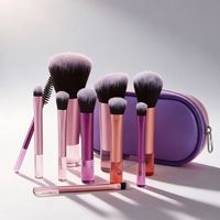 Mini Kit Complet de 10 Pinceaux de Maquillage Plats Portables avec Étui – Poudre Libre, Fond de Teint, Fard à Joues, Fard à Paupières – Vente Transfrontalière