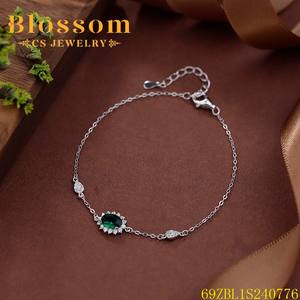 Çiçeği CS takı moda kalite taş Charm bilezik zirkonya kadınlar için 925 ayar gümüş bağlantı bilezik güzel takı - Product Image 5