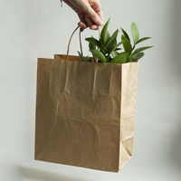 Sacs en papier kraft blancs imprimés sur mesure à fond carré pour café sac cadeau recyclable de luxe en papier de remerciement pour emballage alimentaire