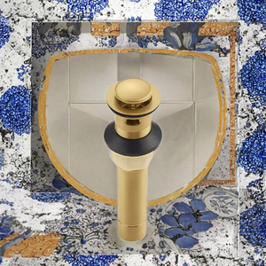 Siphon de sol rond en acier inoxydable doré brossé de style archaïque, raccordement à vis, pour lavabo de salle de bain d'hôtel et toilettes - Product Image 3